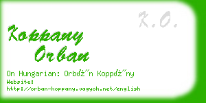 koppany orban business card